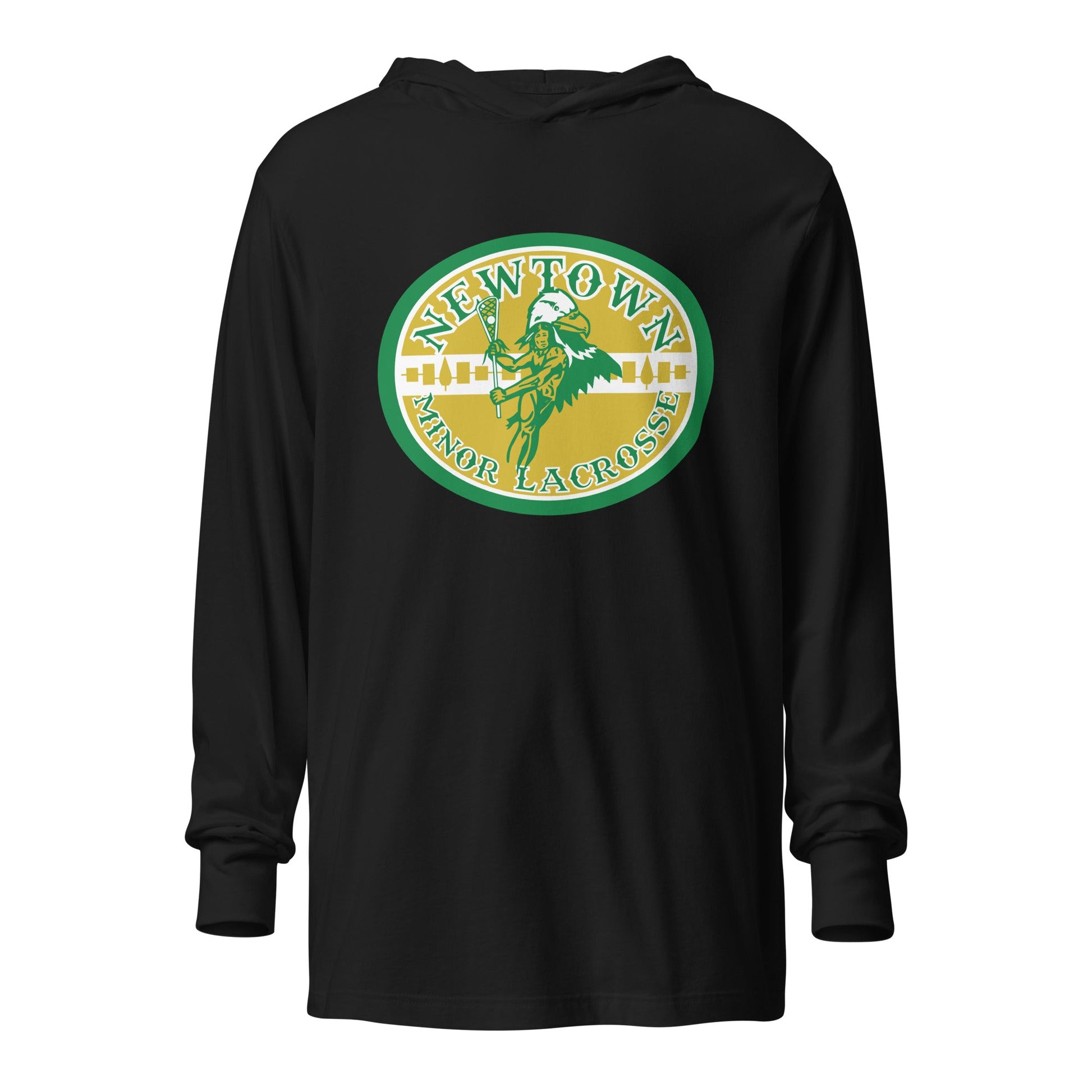 Performance | Hooded Long Sleeve T Shirt | Newtown Minor Lacrosse | Emblem Logo
