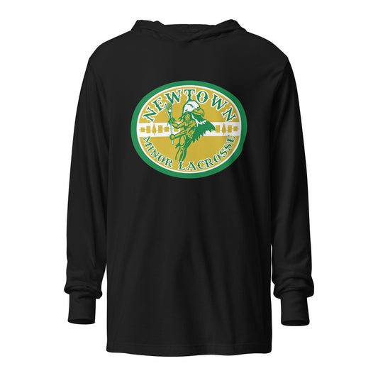 Performance | Hooded Long Sleeve T Shirt | Newtown Minor Lacrosse | Emblem Logo