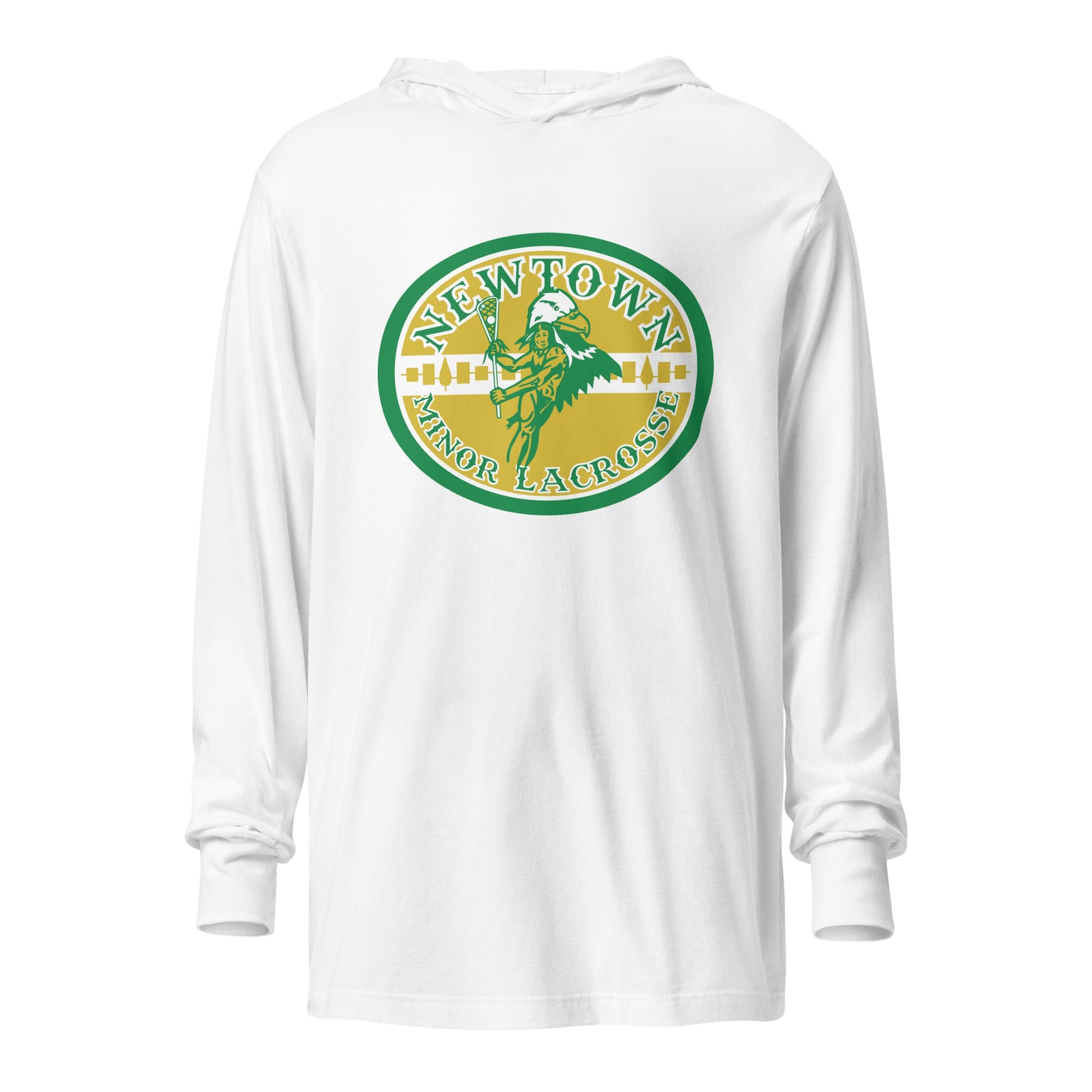 Performance | Hooded Long Sleeve T Shirt | Newtown Minor Lacrosse | Emblem Logo