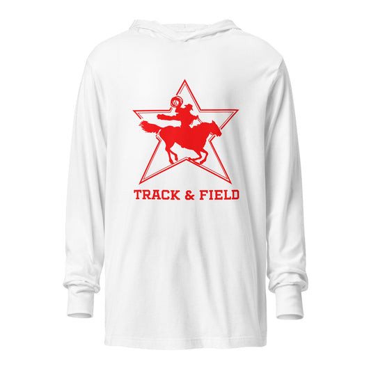 Performance | Hooded Long Sleeve T Shirt | North Lake Track and Field | Cowboy T&F Logo