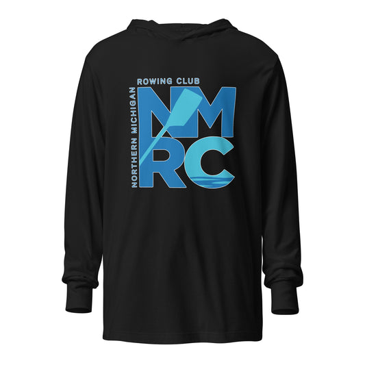Performance | Hooded Long Sleeve T Shirt | Northern Michigan Rowing | Modern Script Logo