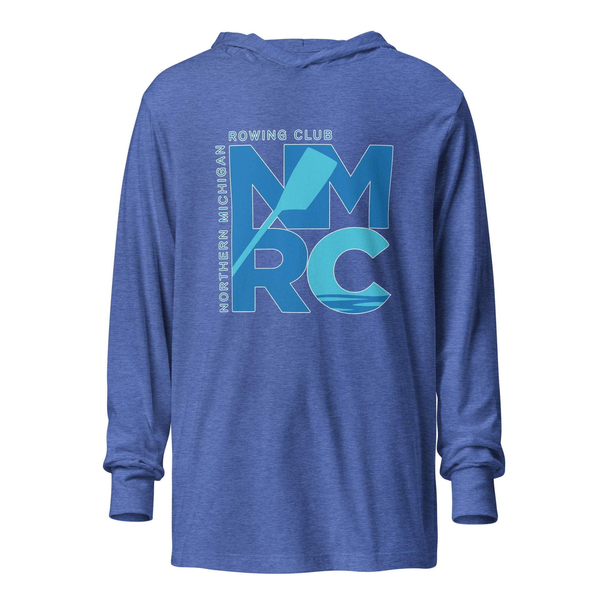Performance | Hooded Long Sleeve T Shirt | Northern Michigan Rowing | Modern Script Logo