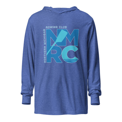 Performance | Hooded Long Sleeve T Shirt | Northern Michigan Rowing | Modern Script Logo