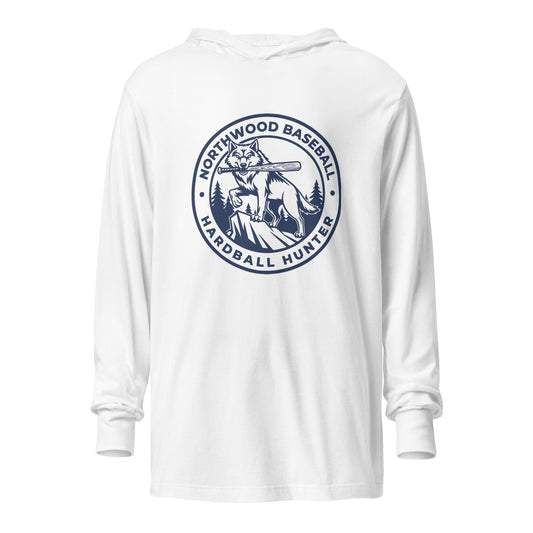 Performance | Hooded Long Sleeve T Shirt | Northwood High School Baseball | Badge Logo