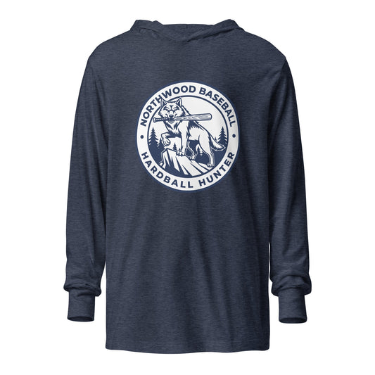 Performance | Hooded Long Sleeve T Shirt | Northwood High School Baseball | Badge Logo