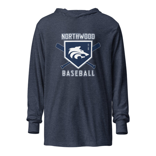 Performance | Hooded Long Sleeve T Shirt | Northwood High School Baseball | Emblem Logo