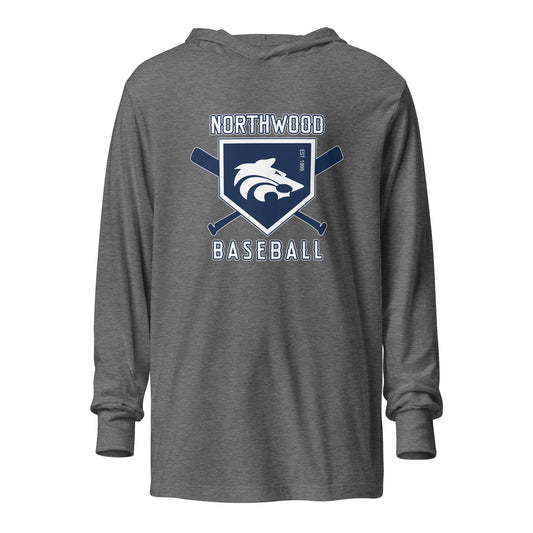 Performance | Hooded Long Sleeve T Shirt | Northwood High School Baseball | Emblem Logo