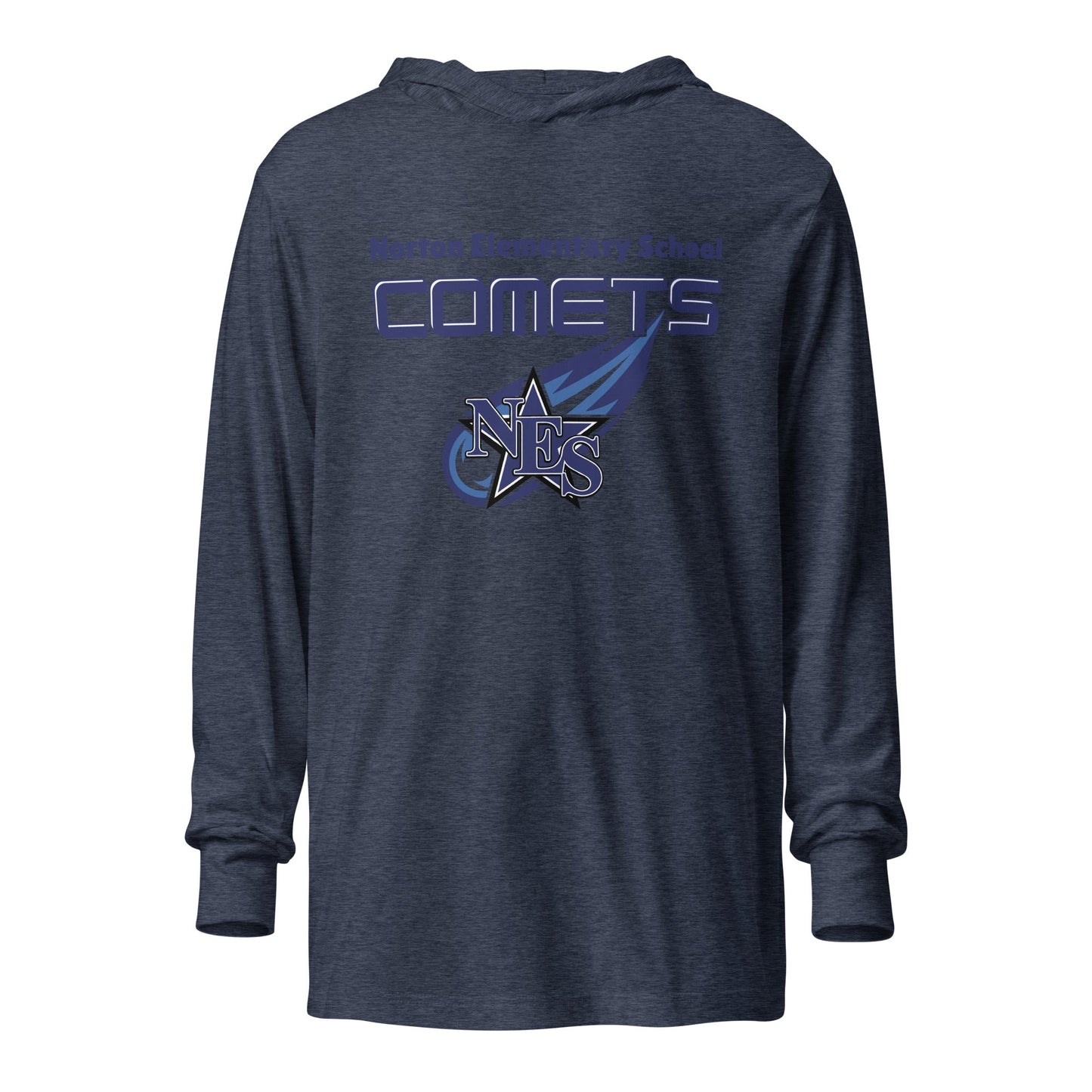 Performance | Hooded Long Sleeve T Shirt | Norton Elementary School | Space Script Logo