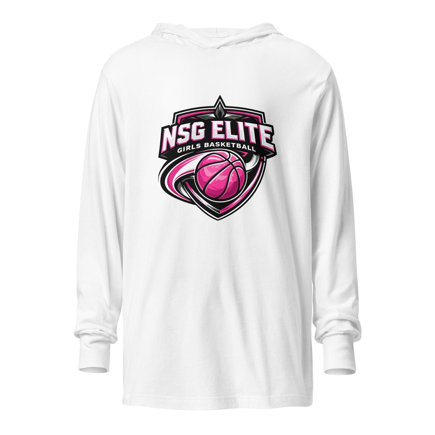 Performance | Hooded Long Sleeve T Shirt | NSG Elite Women’s Basketball | Vanguard Shield Logo