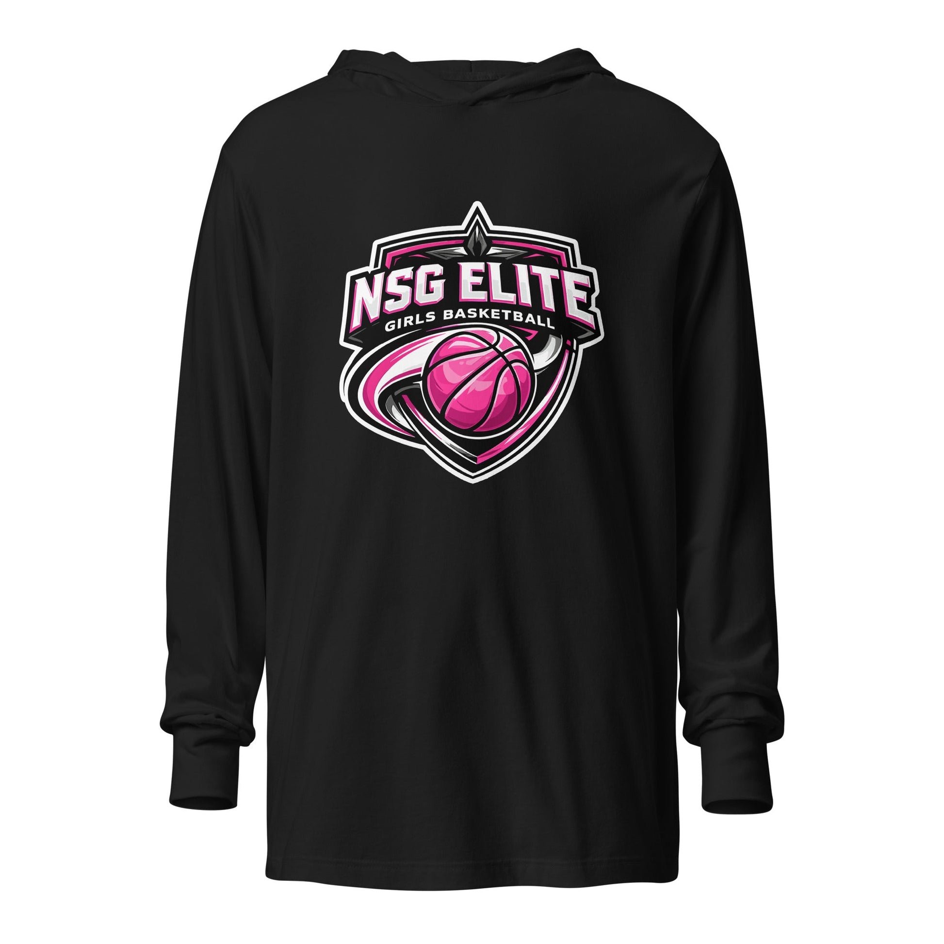 Performance | Hooded Long Sleeve T Shirt | NSG Elite Women’s Basketball | Vanguard Shield Logo