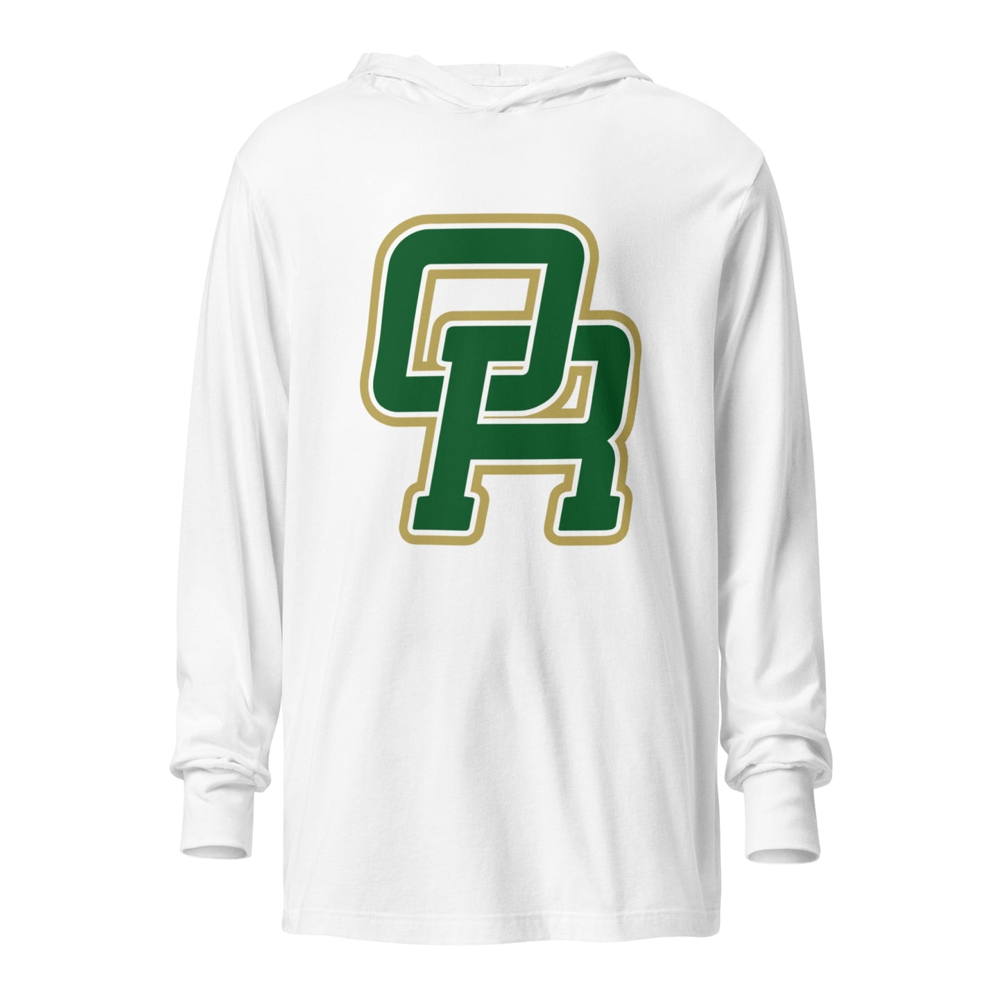 Performance | Hooded Long Sleeve T Shirt | Oakridge Flag Football | Varsity Interlock Logo