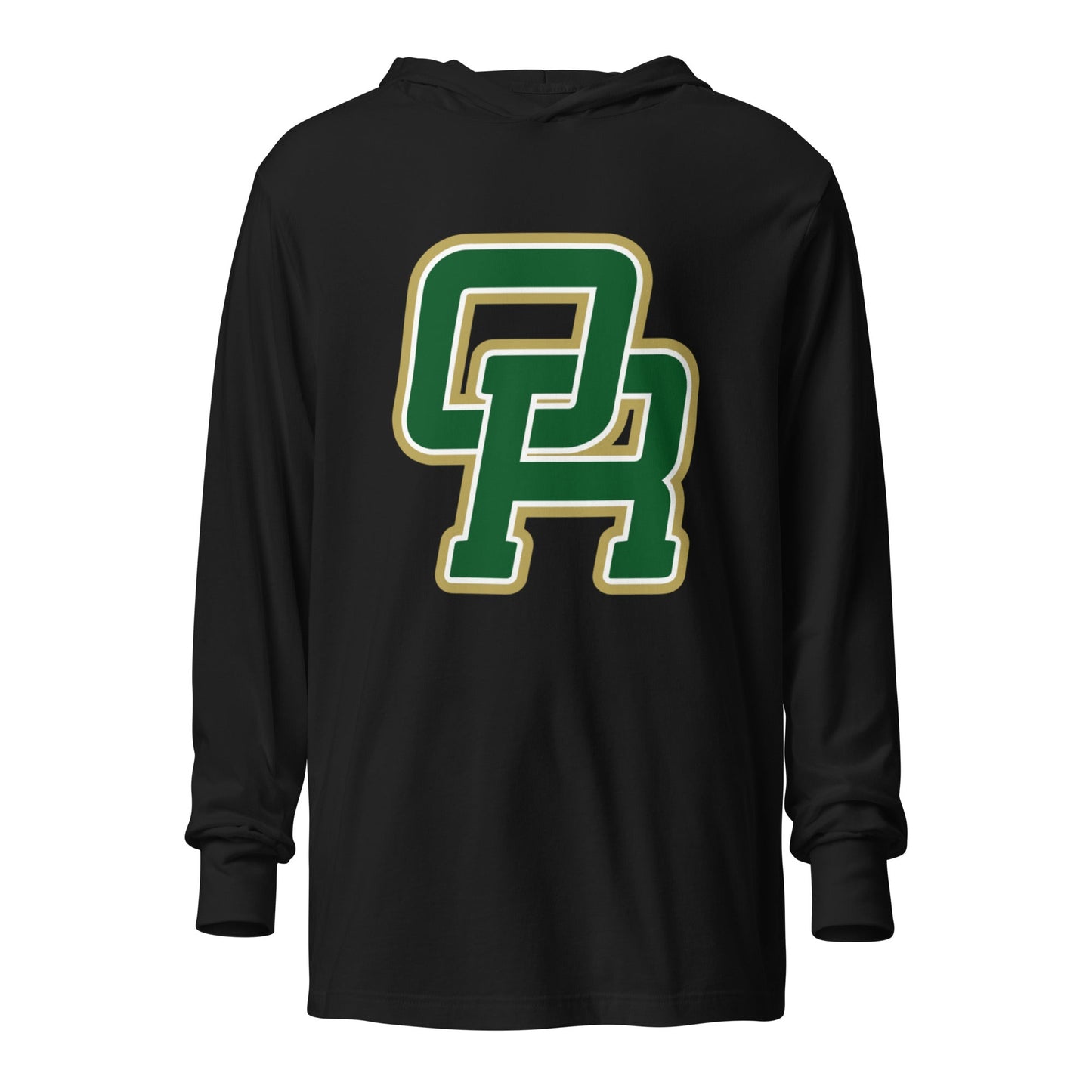 Performance | Hooded Long Sleeve T Shirt | Oakridge Flag Football | Varsity Interlock Logo