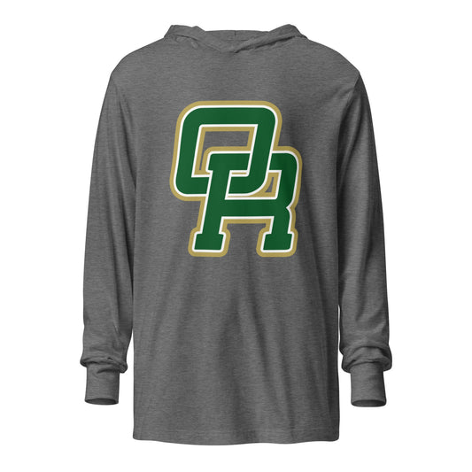 Performance | Hooded Long Sleeve T Shirt | Oakridge Flag Football | Varsity Interlock Logo