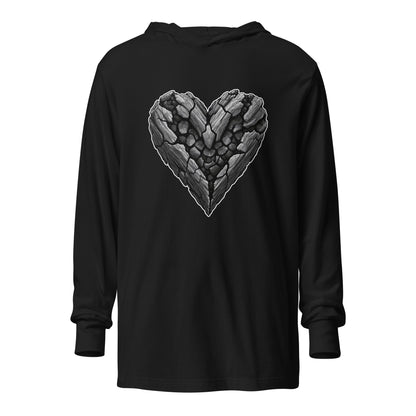 Performance | Hooded Long Sleeve T Shirt | Obsidian Heartbeat | Emblem Logo