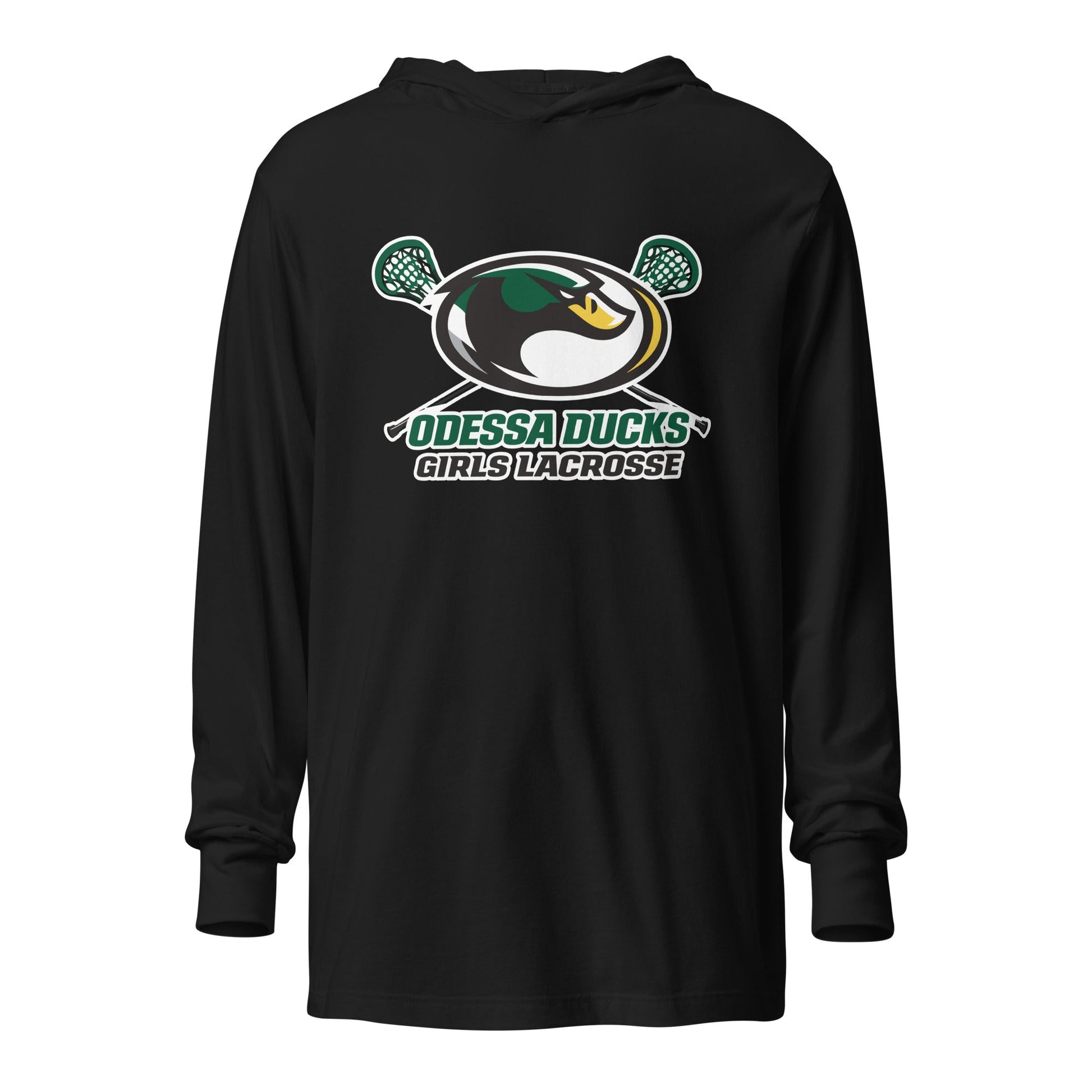 Performance | Hooded Long Sleeve T Shirt | Odessa Girls Lacrosse | Duck Sticks Logo