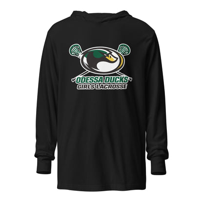 Performance | Hooded Long Sleeve T Shirt | Odessa Girls Lacrosse | Duck Sticks Logo