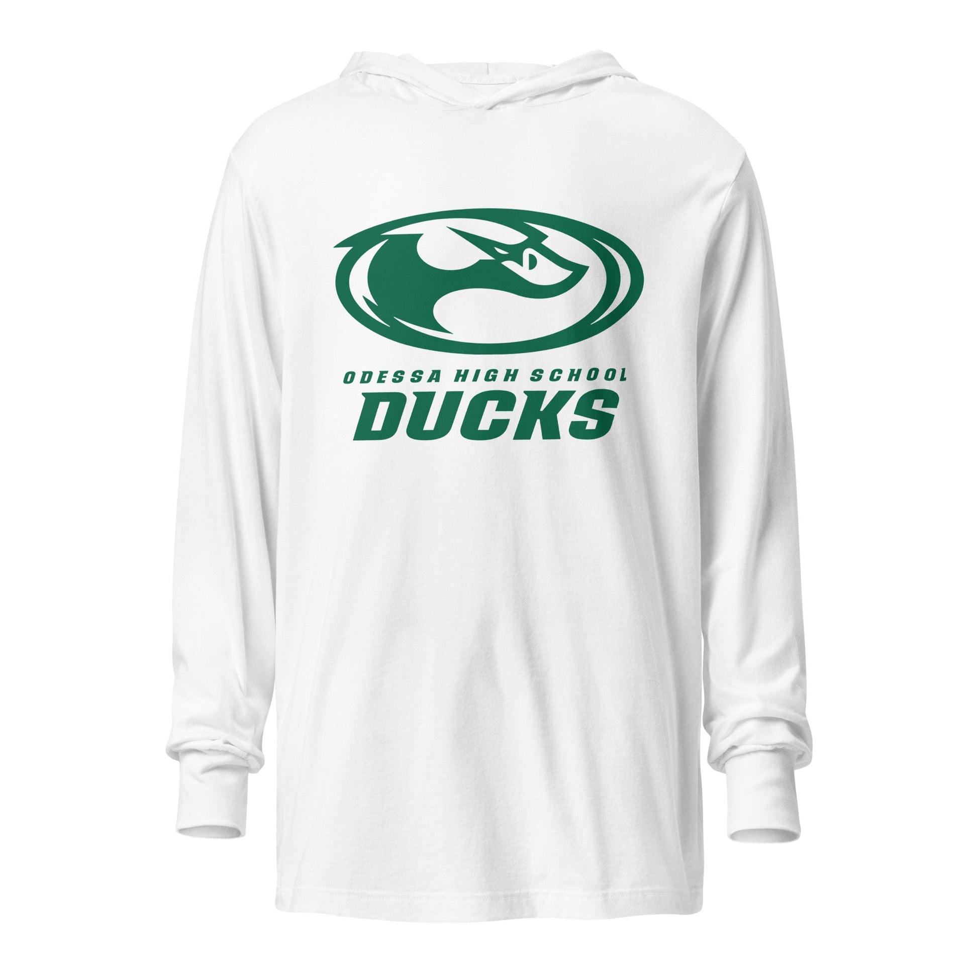 Performance | Hooded Long Sleeve T Shirt | Odessa Girls Lacrosse | Ducks Green Logo