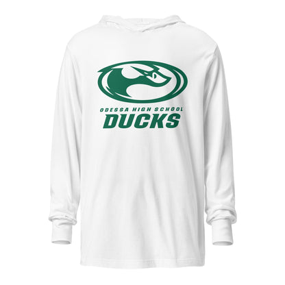 Performance | Hooded Long Sleeve T Shirt | Odessa Girls Lacrosse | Ducks Green Logo