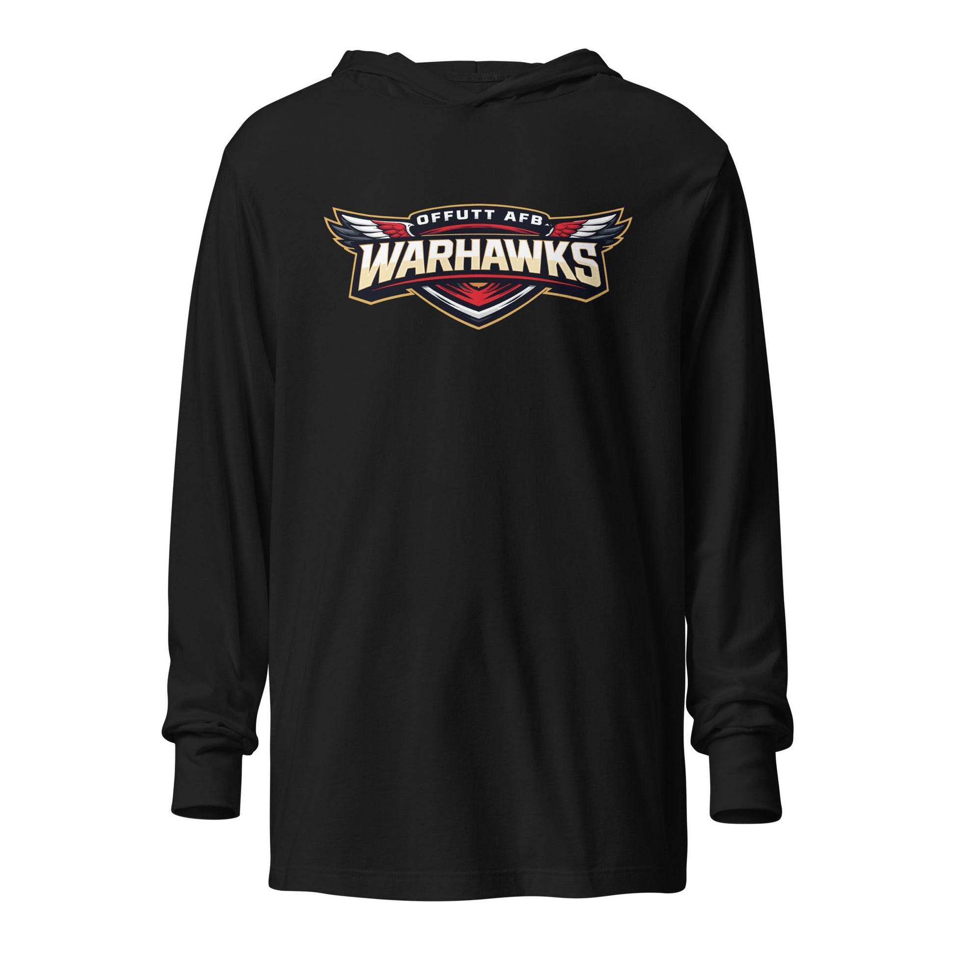 Performance | Hooded Long Sleeve T Shirt | Offutt AFB Warhawks | Mark Logo