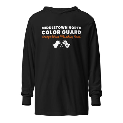 Performance | Hooded Long Sleeve T Shirt | Orange Wave Marching Band | Modern Script Logo