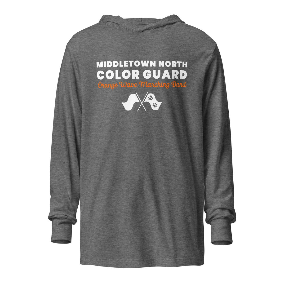 Performance | Hooded Long Sleeve T Shirt | Orange Wave Marching Band | Modern Script Logo