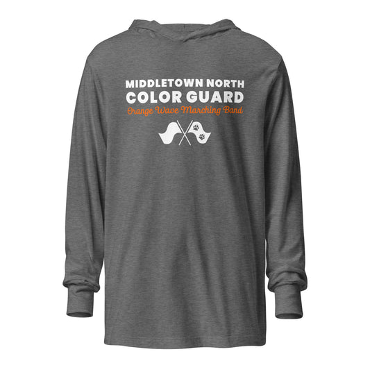 Performance | Hooded Long Sleeve T Shirt | Orange Wave Marching Band | Modern Script Logo