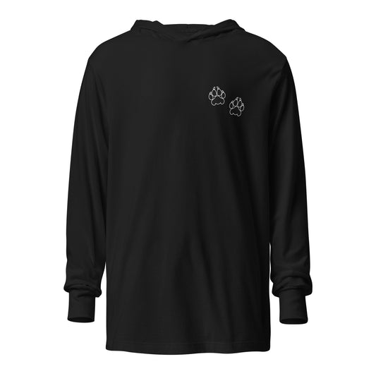 Performance | Hooded Long Sleeve T Shirt | Orange Wave Marching Band | Paw Mark Logo