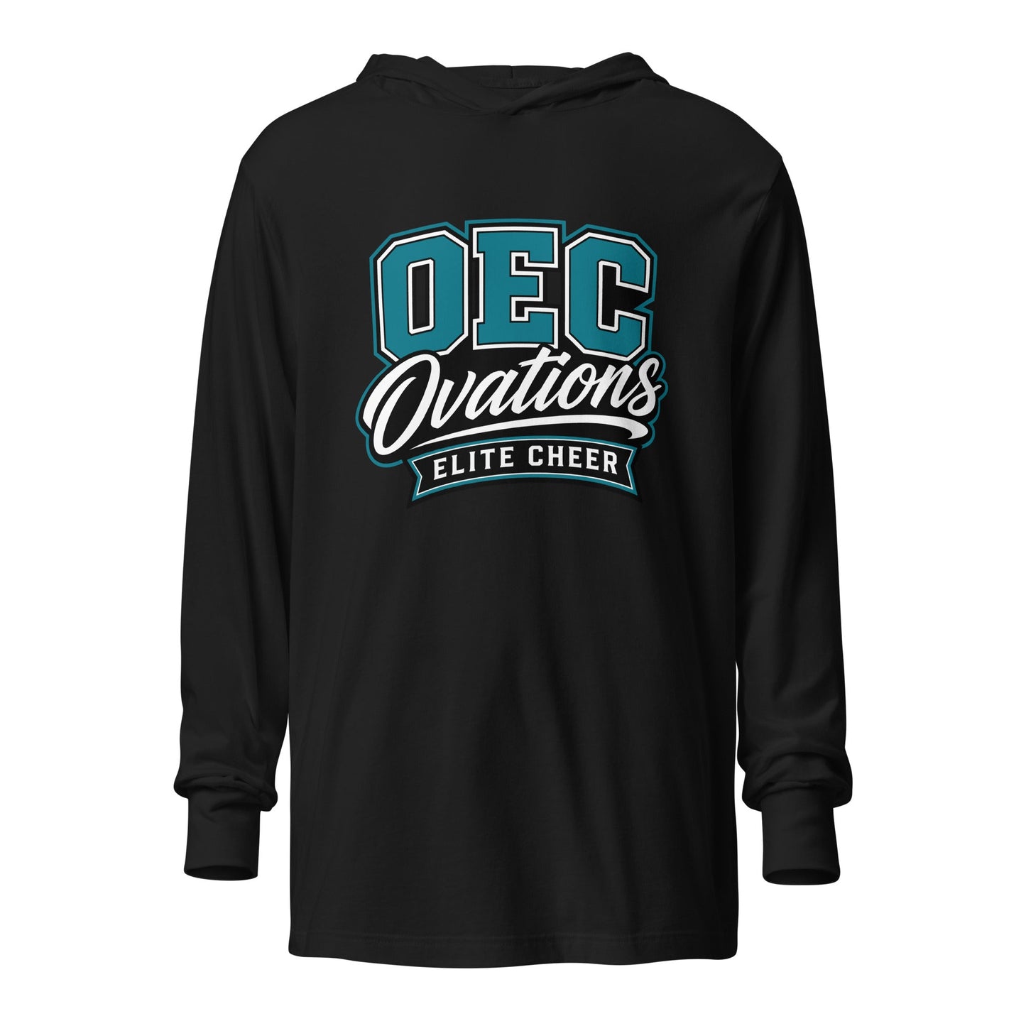 Performance | Hooded Long Sleeve T Shirt | Ovations Elite Cheer | Crest Logo