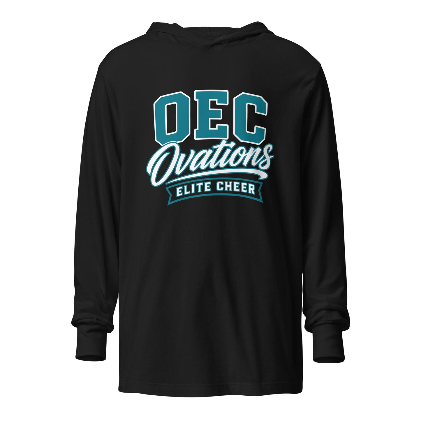 Performance | Hooded Long Sleeve T Shirt | Ovations Elite Cheer | Emblem Logo