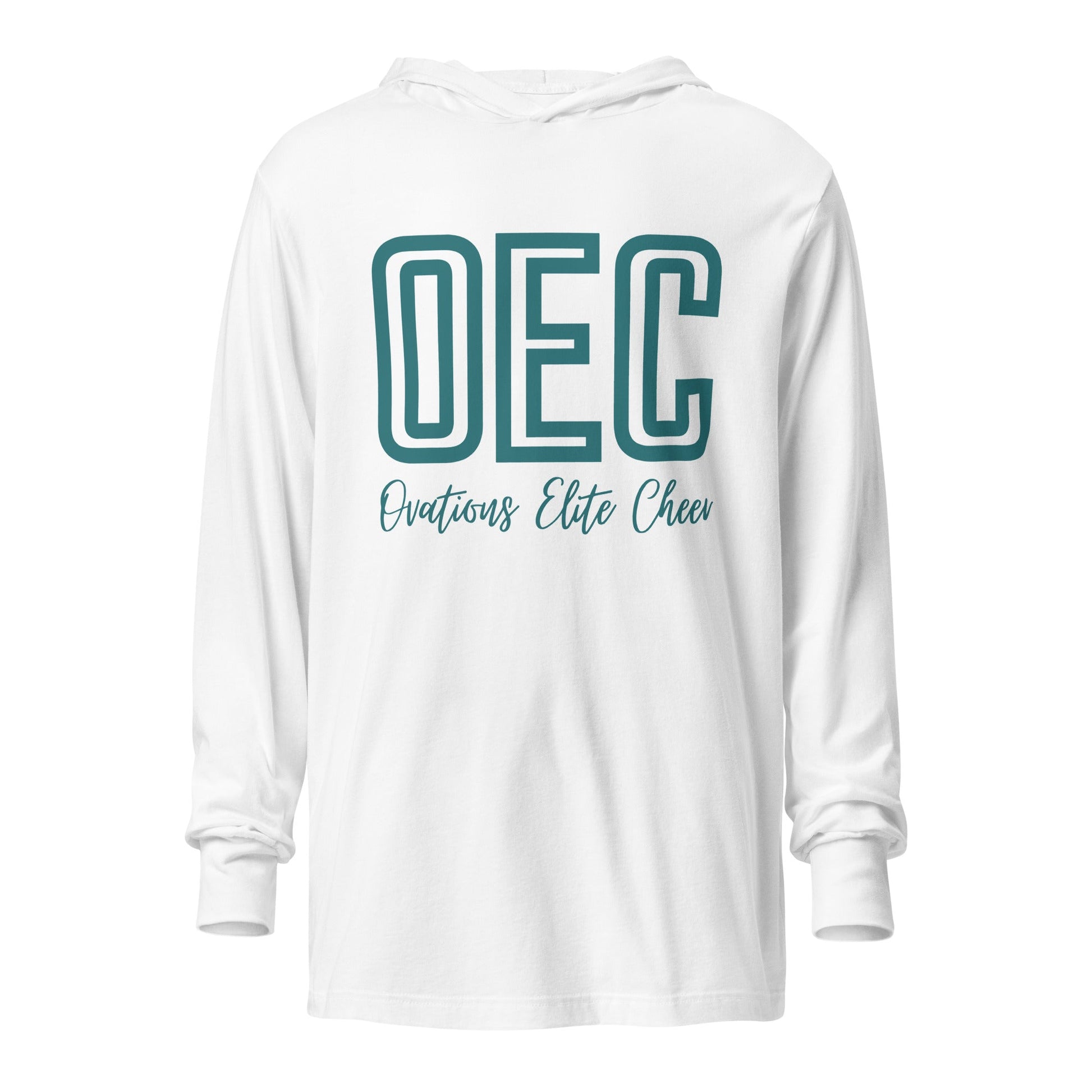 Performance | Hooded Long Sleeve T Shirt | Ovations Elite Cheer | Script Logo