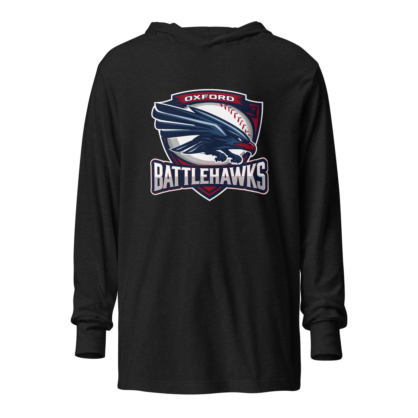 Performance | Hooded Long Sleeve T Shirt | Oxford Battlehawks 13U | Badge Logo