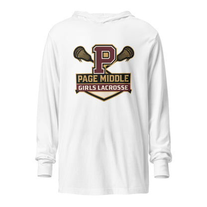 Performance | Hooded Long Sleeve T Shirt | Page Middle Girls Lacrosse | Block P Logo