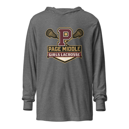 Performance | Hooded Long Sleeve T Shirt | Page Middle Girls Lacrosse | Block P Logo