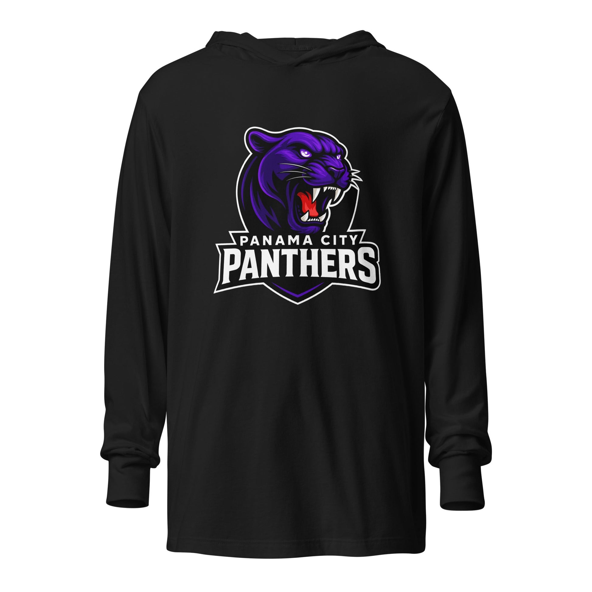 Performance | Hooded Long Sleeve T Shirt | Panama City Panthers | Mascot Logo