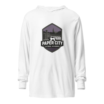 Performance | Hooded Long Sleeve T Shirt | Paper City Futbol Academy | Vanguard Shield Logo