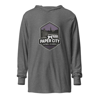 Performance | Hooded Long Sleeve T Shirt | Paper City Futbol Academy | Vanguard Shield Logo