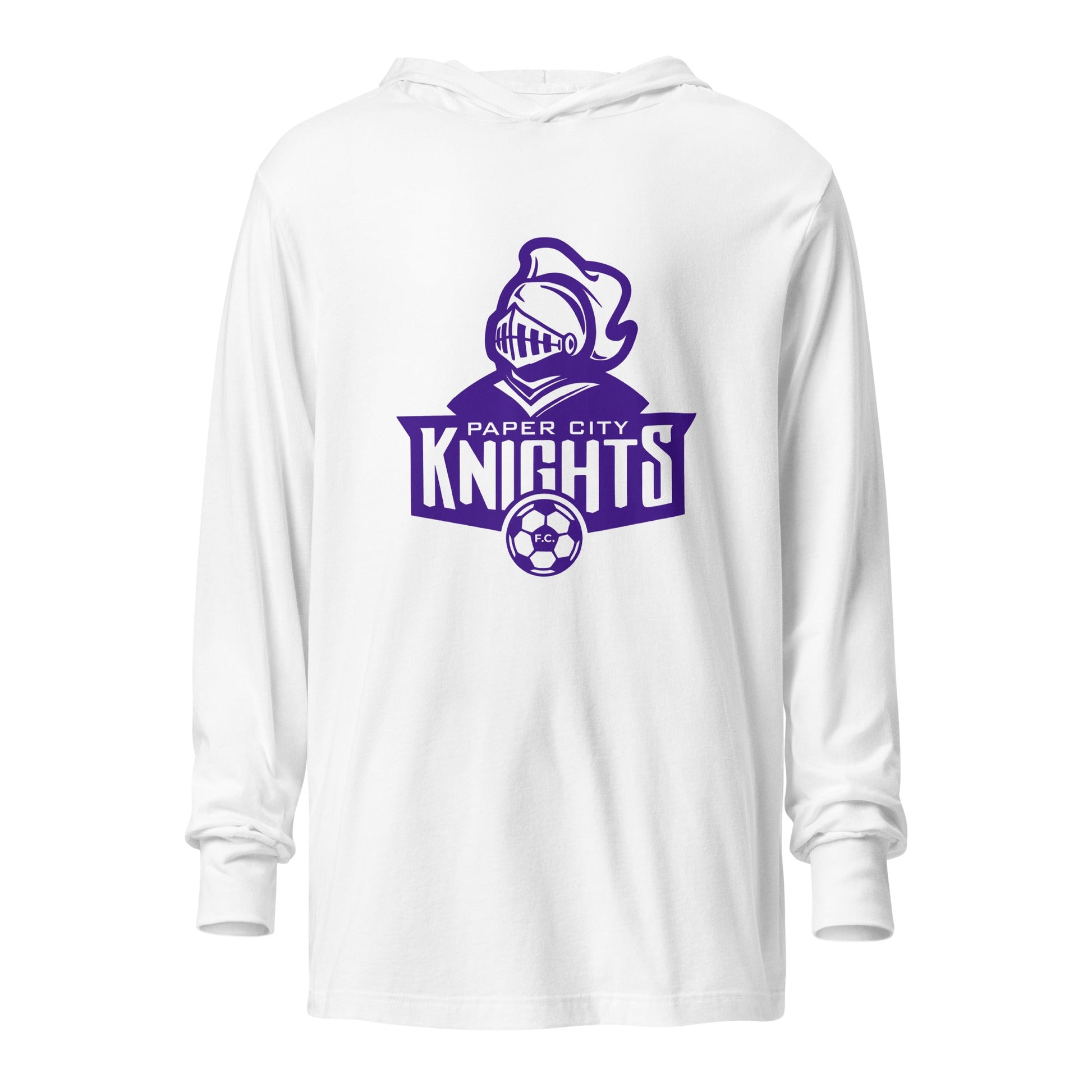 Performance | Hooded Long Sleeve T Shirt | Paper City Futbol Club | Emblem Logo