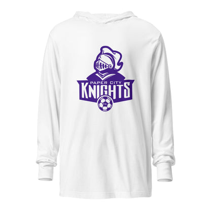 Performance | Hooded Long Sleeve T Shirt | Paper City Futbol Club | Emblem Logo