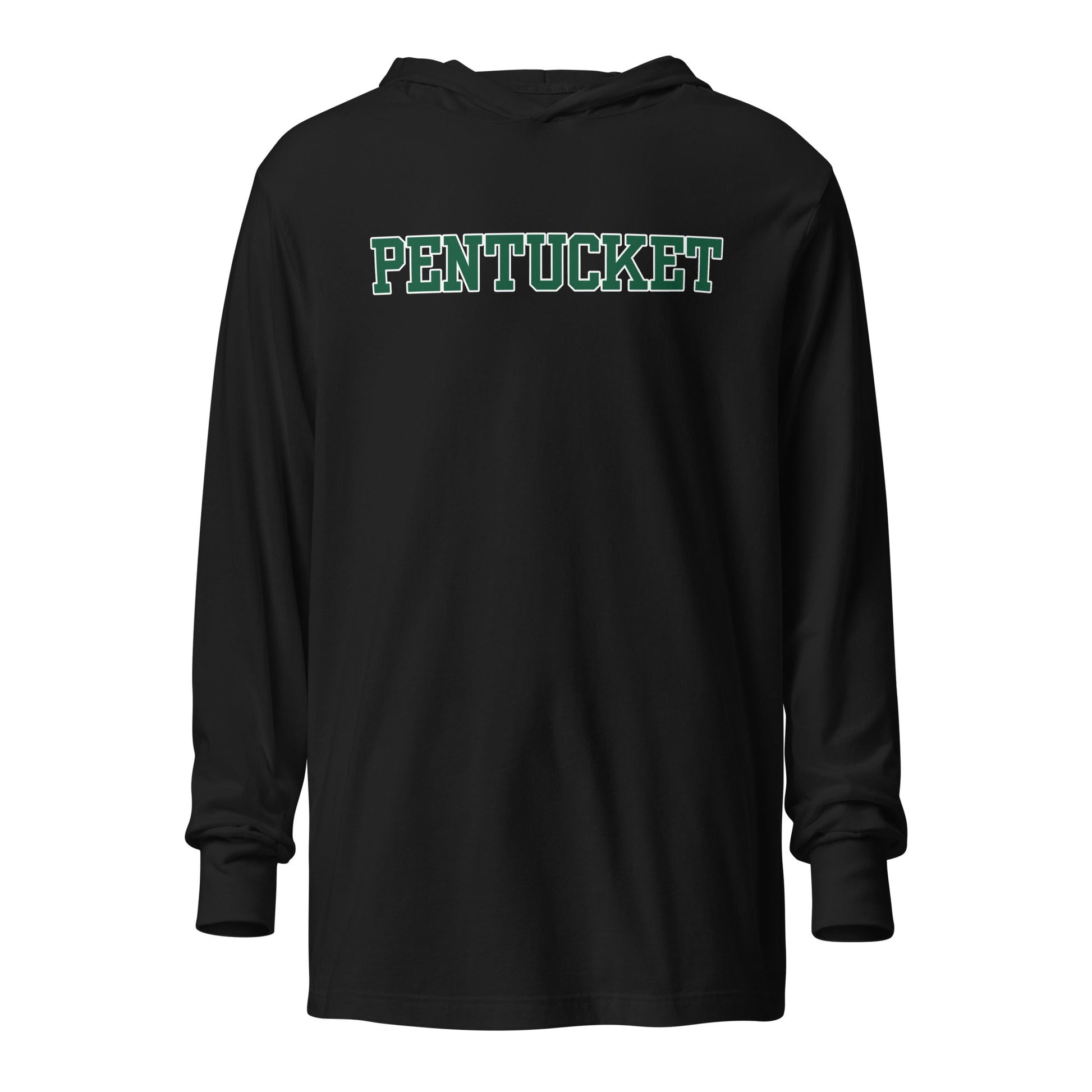 Performance | Hooded Long Sleeve T Shirt | Pentucket Youth Football and Cheer | Script Logo