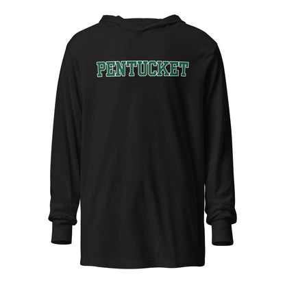 Performance | Hooded Long Sleeve T Shirt | Pentucket Youth Football and Cheer | Script Logo