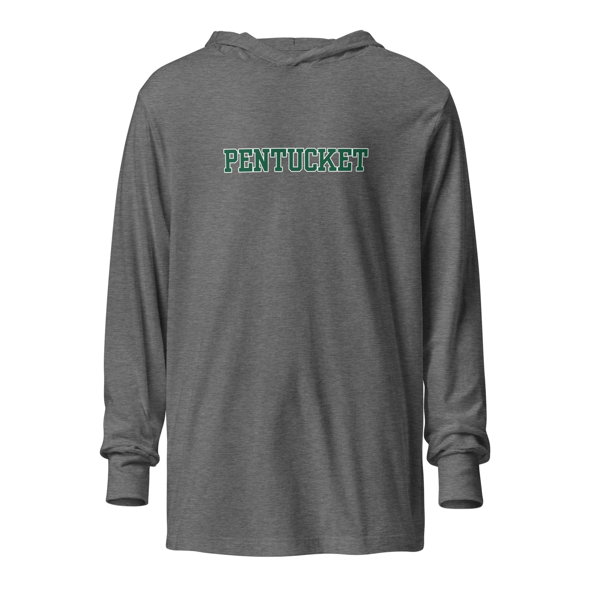 Performance | Hooded Long Sleeve T Shirt | Pentucket Youth Football and Cheer | Script Logo