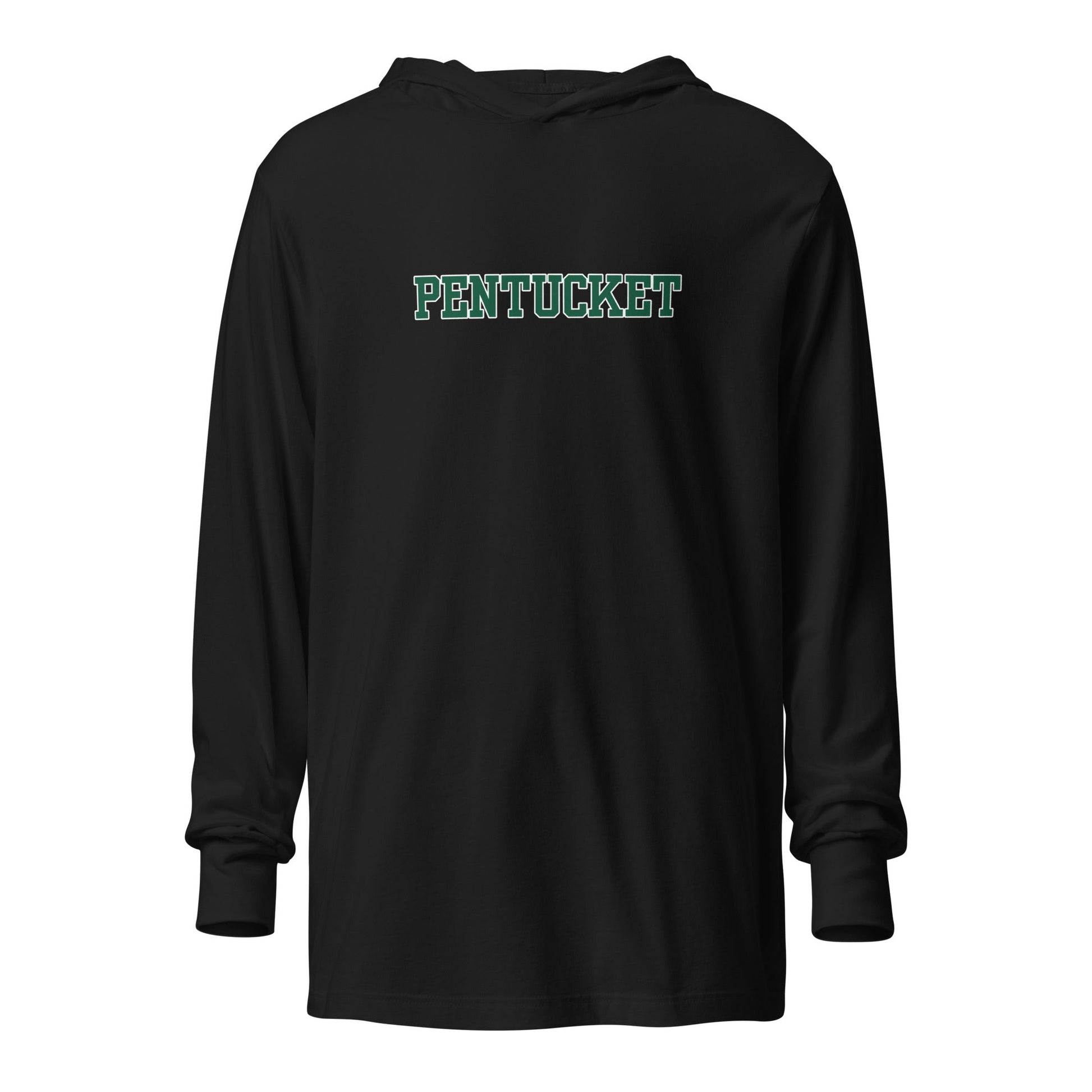 Performance | Hooded Long Sleeve T Shirt | Pentucket Youth Football and Cheer | Script Logo