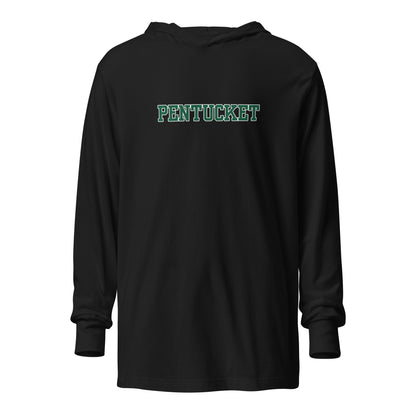 Performance | Hooded Long Sleeve T Shirt | Pentucket Youth Football and Cheer | Script Logo
