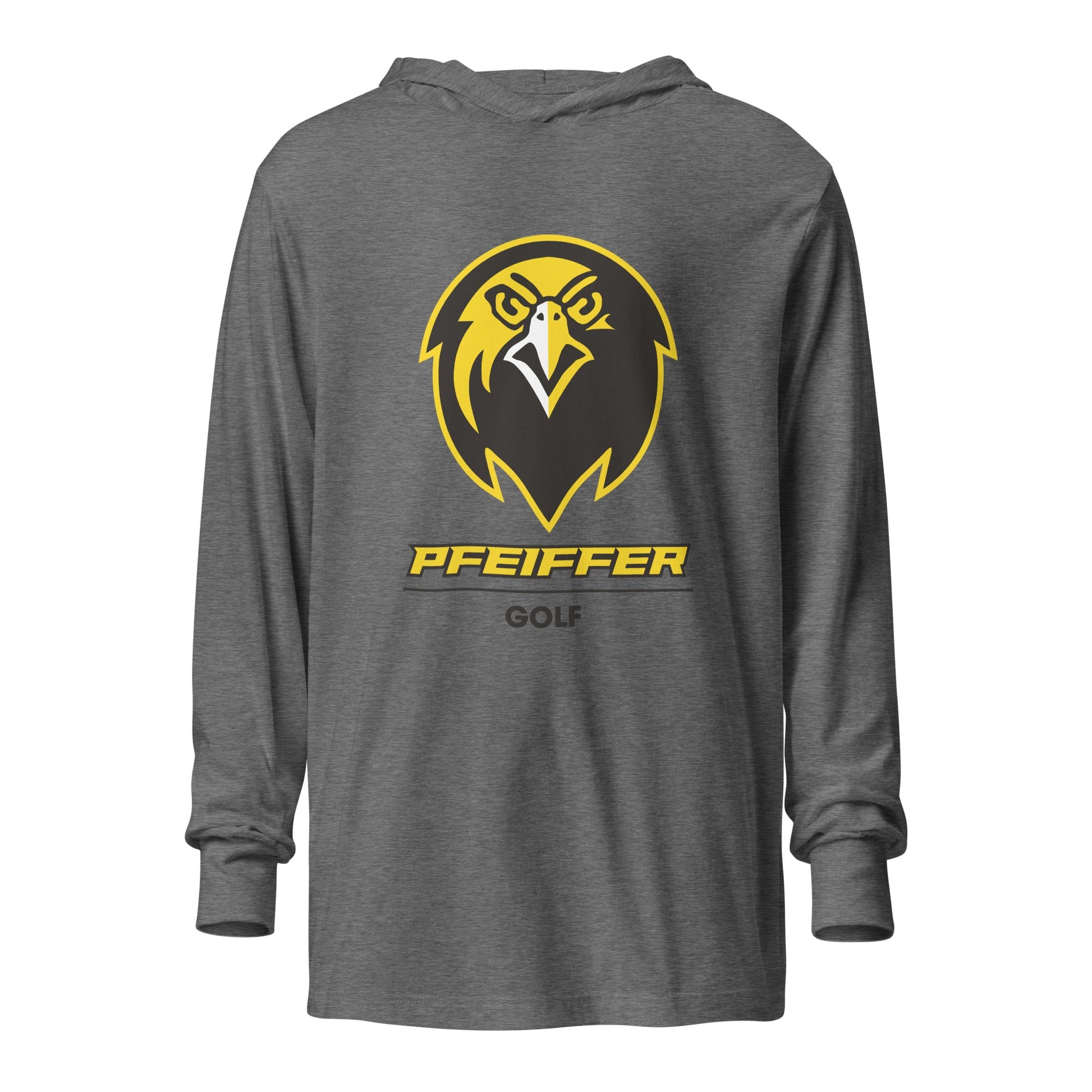Performance | Hooded Long Sleeve T Shirt | Pfeiffer University Golf | Falcon Logo