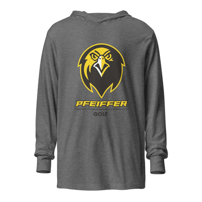 Performance | Hooded Long Sleeve T Shirt | Pfeiffer University Golf | Falcon Logo