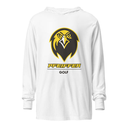 Performance | Hooded Long Sleeve T Shirt | Pfeiffer University Golf | Falcon Logo