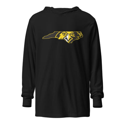 Performance | Hooded Long Sleeve T Shirt | Pfeiffer University Golf | NC Logo