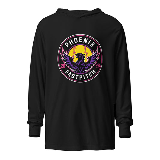Performance | Hooded Long Sleeve T Shirt | Phoenix Fastpitch | Badge Logo