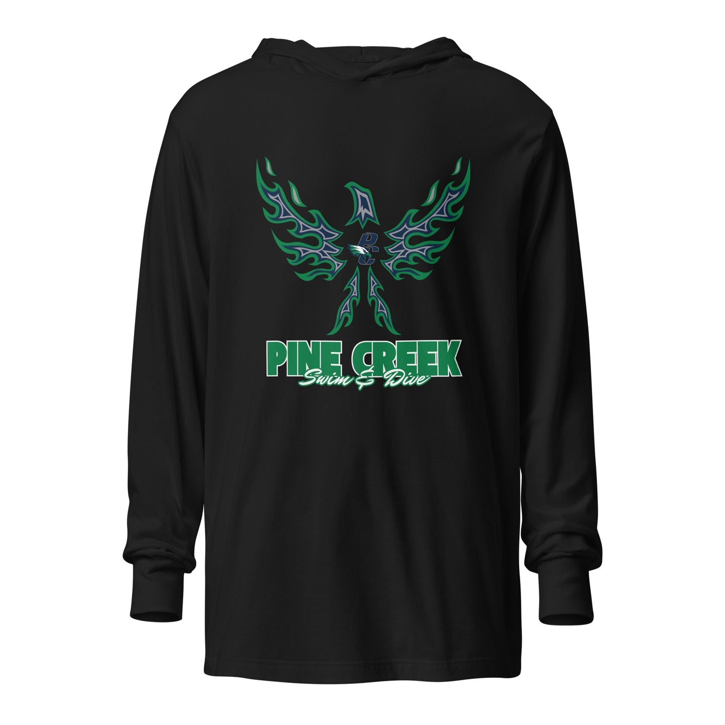 Performance | Hooded Long Sleeve T Shirt | PINE CREEK SWIM & DIVE | '24 Logo