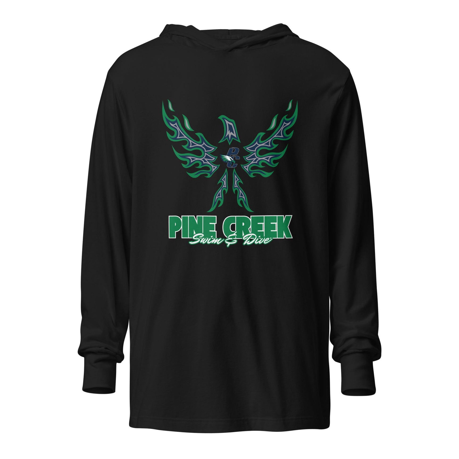 Performance | Hooded Long Sleeve T Shirt | PINE CREEK SWIM & DIVE | '24 Logo
